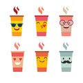 Emoji cup of coffee/tea vector set