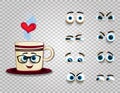 Emoji cup in glasses with eyes kit for creating comics characte Royalty Free Stock Photo