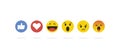 Emoji emoticon in flat style, set icons, social media collection - vector Royalty Free Stock Photo