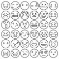 Emoji emoticons set face expression feelings collection vector Royalty Free Stock Photo