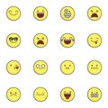 Emoji emotions filled outline icons set