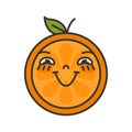 Emoji - enjoy orange with happy smile. Isolated vector. Royalty Free Stock Photo