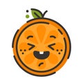 Emoji - enjoy orange with happy smile. Isolated vector.