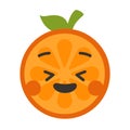 Emoji - enjoy orange with happy smile. Isolated vector.