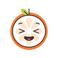 Emoji - enjoy orange with happy smile. Isolated vector.