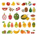 Emoji of exotic fruits vector set