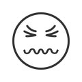 Emoji face with confounded emotion, squiggly mouth, closed eyes and scrunched mimicry. Unhappy, sad, depressed symbol