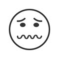 Emoji face with confounded emotion, squiggly mouth, closed eyes and scrunched mimicry. Unhappy, sad, depressed symbol