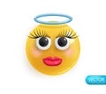 Emoji face. Realistic 3d design. Emoticon yellow glossy color. Icon in plastic cartoon style