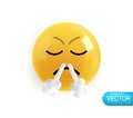 Emoji face. Realistic 3d design. Emoticon yellow glossy color. Icon in plastic cartoon style