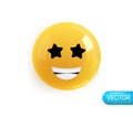 Emoji face. Realistic 3d design. Emoticon yellow glossy color. Icon in plastic cartoon style