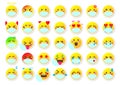 Emoji face sticker virus mood badge color flat set