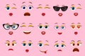 Emoji faces for emoticon constructor, vector illustration Royalty Free Stock Photo