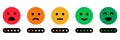 Emoji Feedback Scale with Stars Icon. Level Survey of Customer Satisfaction. Customers Mood from Happy Good Face to