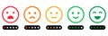 Emoji Feedback Scale with Stars Line Icon. Customers Mood from Happy Good Face to Angry and Sad Concept. Emoticon