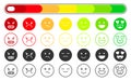 Emoji feedback score rating scale flat line set