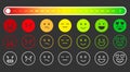 Emoji feedback score rating scale flat line set