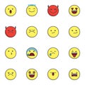 Emoji filled outline icons set