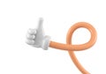 Emoji flexible twisted hand showing thumb up or like gesture. Isolated close up icon, symbol, signal and sign. 3d rendering