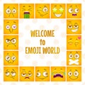 Emoji frame. Funny vector background with comic yellow faces. Royalty Free Stock Photo