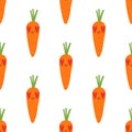 Kawaii Cartoon Carrots in love. Patterns Royalty Free Stock Photo