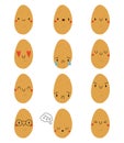 Set Kawaii Cartoon Potato. Vector Illustration EPS. Royalty Free Stock Photo