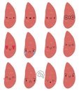 Set Kawaii Cartoon Sweet Potato. Royalty Free Stock Photo