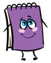 Emoji funny happy purple-colored wire-bound notebook vector or color illustration