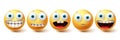 Emoji funny teeth vector set. Smiley icons and emoticon with funny and happy smile facial expressions