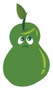 Emoji of a sad green-colored pear set on isolated white background vector or color illustration Royalty Free Stock Photo