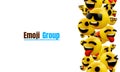 Emoji group yellow winking face. Funny cartoon emoticon icon. 3D illustration for chat or message.