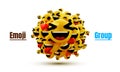 Emoji group yellow winking face. Funny cartoon emoticon icon. 3D illustration for chat or message.