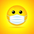 Emoji with guard mouth mask - yellow face Royalty Free Stock Photo