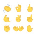 Emoji hand applause emoticon thumb clap icon. Applaud fist goodbye vector symbol