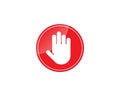 Emoji hand icon line symbol.Hand with prohibition sign. Isolated vector illustration of stop sign concept for your web Royalty Free Stock Photo