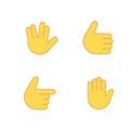 Emoji hands raised finger icon. Emoticon vector hand gesture thumb up sign Royalty Free Stock Photo