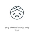 Emoji with head-bandage emoji outline vector icon. Thin line black emoji with head-bandage emoji icon, flat vector simple element