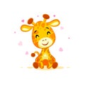 Emoji hello hi in love hearts you are cute character cartoon Giraffe sticker emoticon