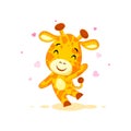 Emoji hello hi waving in love hearts you are cute character cartoon Giraffe sticker emoticon