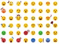 48 Various Emoticon Pack Collection in Modern Flat Style Vector Royalty Free Stock Photo