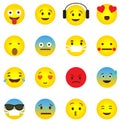 Emoji icon collection with different emotional faces