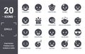 emoji icon set. include creative elements as laughing emoji, puking emoji, with head-bandage muted sleep filled icons can be used