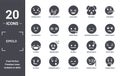 emoji icon set. include creative elements as worried emoji, lying emoji, expressionless bo wondering ill filled icons can be used