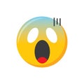 Emoji icon. Shocked face, scared emoticon vector illustration