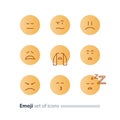 Emoji icons, emoticon symbols, face expression signs, minimalistic design