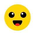 Emoji. Kawai yellow face. Cute emoticon. Flat smile. Vector illustration
