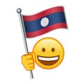 Emoji with Laos flag Large size of yellow emoji smile