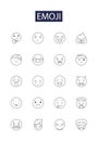 Emoji line vector icons and signs. Smiley, Expression, Character, Unicode, Face, Symbol, Emoticon, Graphic outline Royalty Free Stock Photo