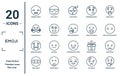 emoji linear icon set. includes thin line grinning emoji, hugging emoji, nauseated ninja thinking hand over mouth quiet icons for Royalty Free Stock Photo