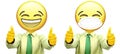 Emoji Man Businessman with Two Thumbs Up One in Mask